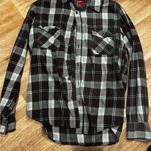 Arizona Jean Company Black and Blue Plaid Shirt